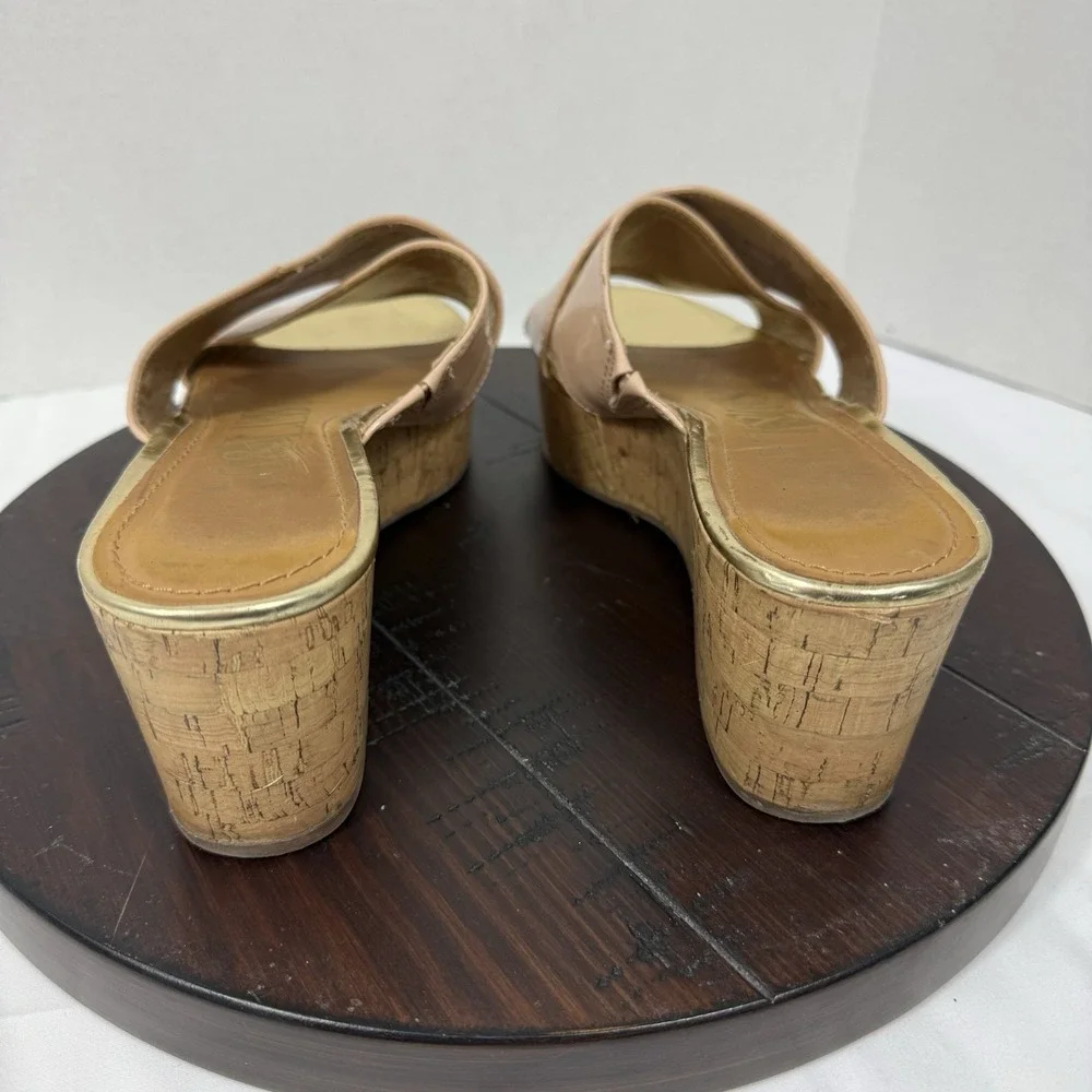 Sam & Libby Womens 10 Pink Beige Criss Cross‎ Cork Wedge Sandal Summer Wedding